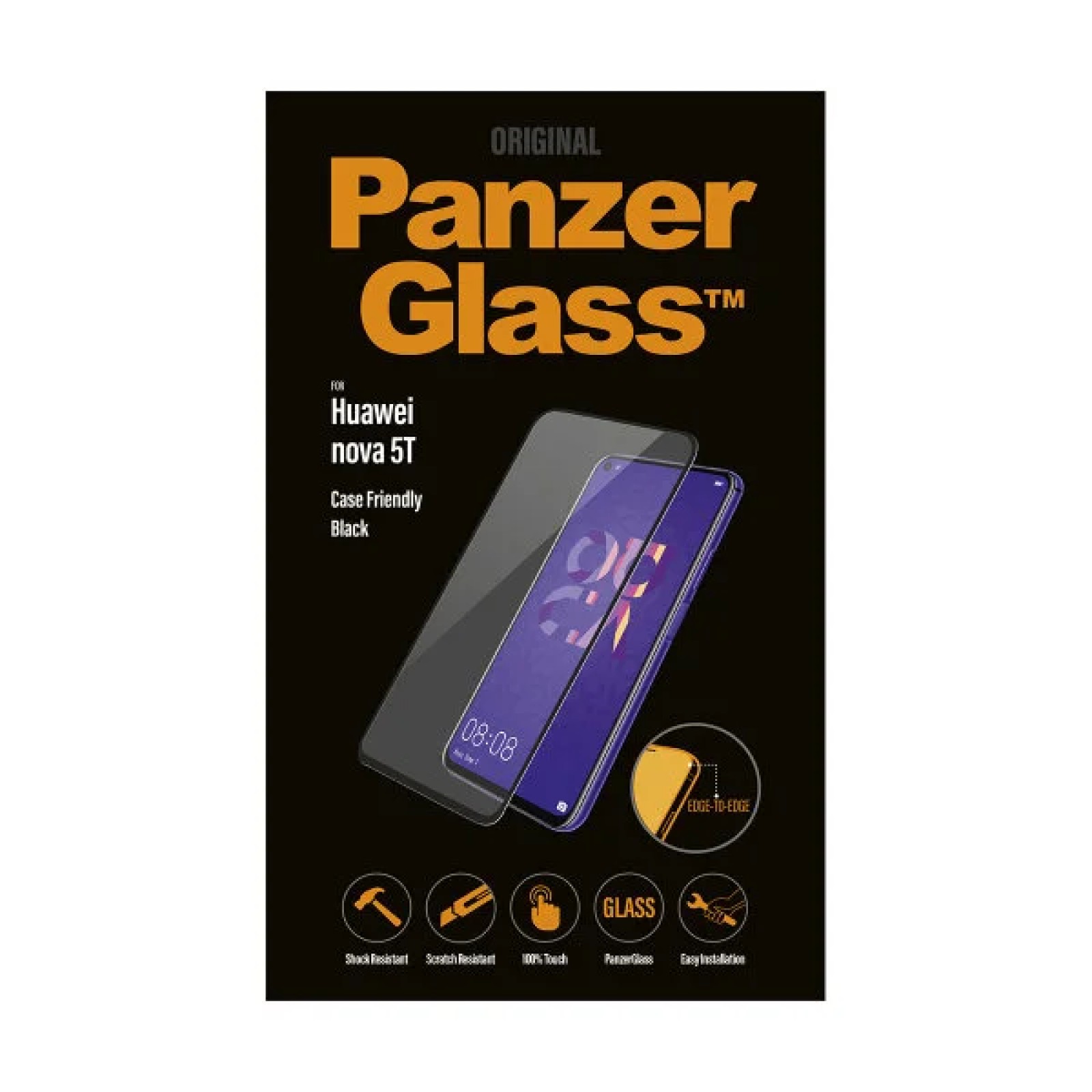 Стъклен протектор PanzerGlass за Huawei/Honor Nova 5T Case Friendly Черен
