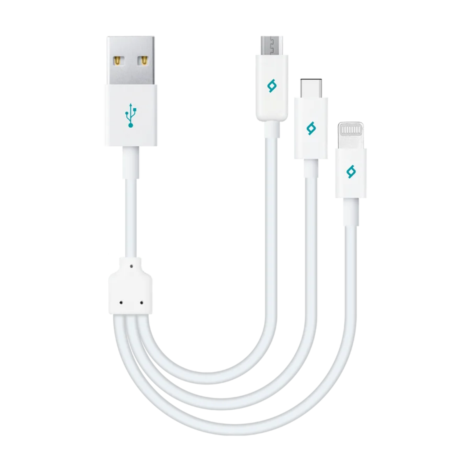 Кабел Mini Cable Trio 30cm Charge/Sync Type-C, Lightning, Micro USB - Бял, 117636
