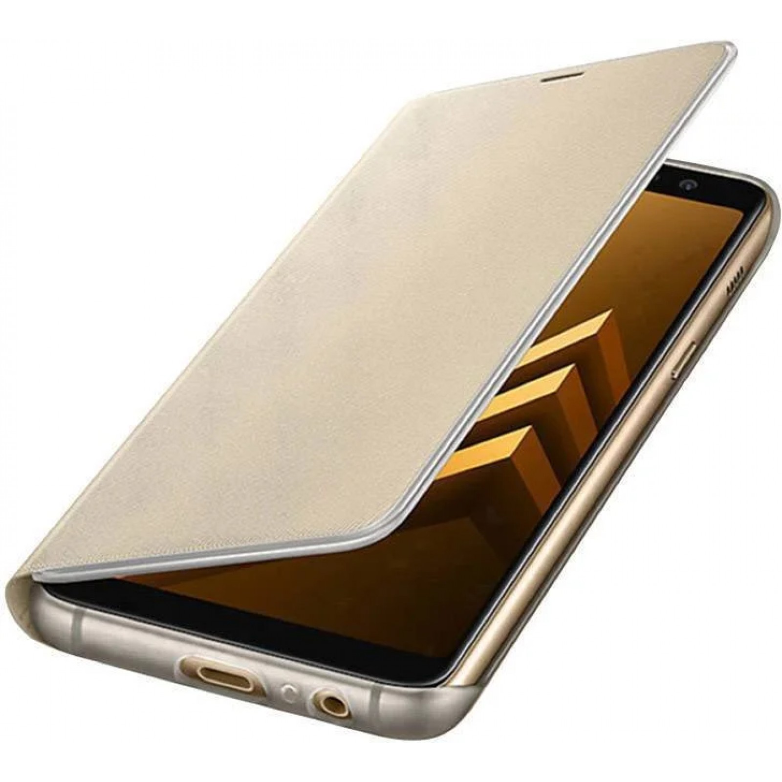 Оригинален калъф Flip за Samsung A8 2018  - Златист