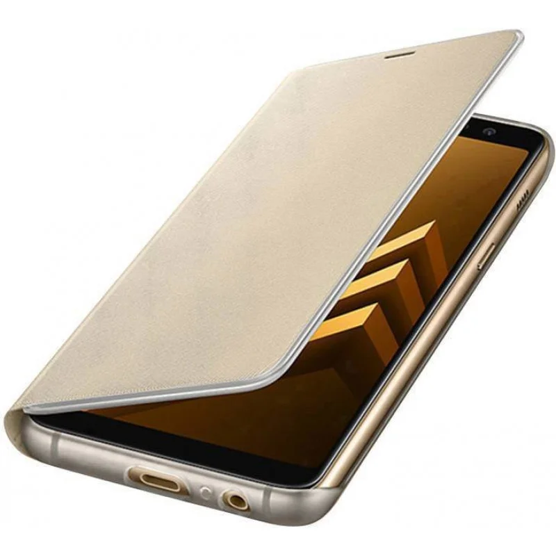 Оригинален калъф Flip за Samsung A8 2018  - Златис...