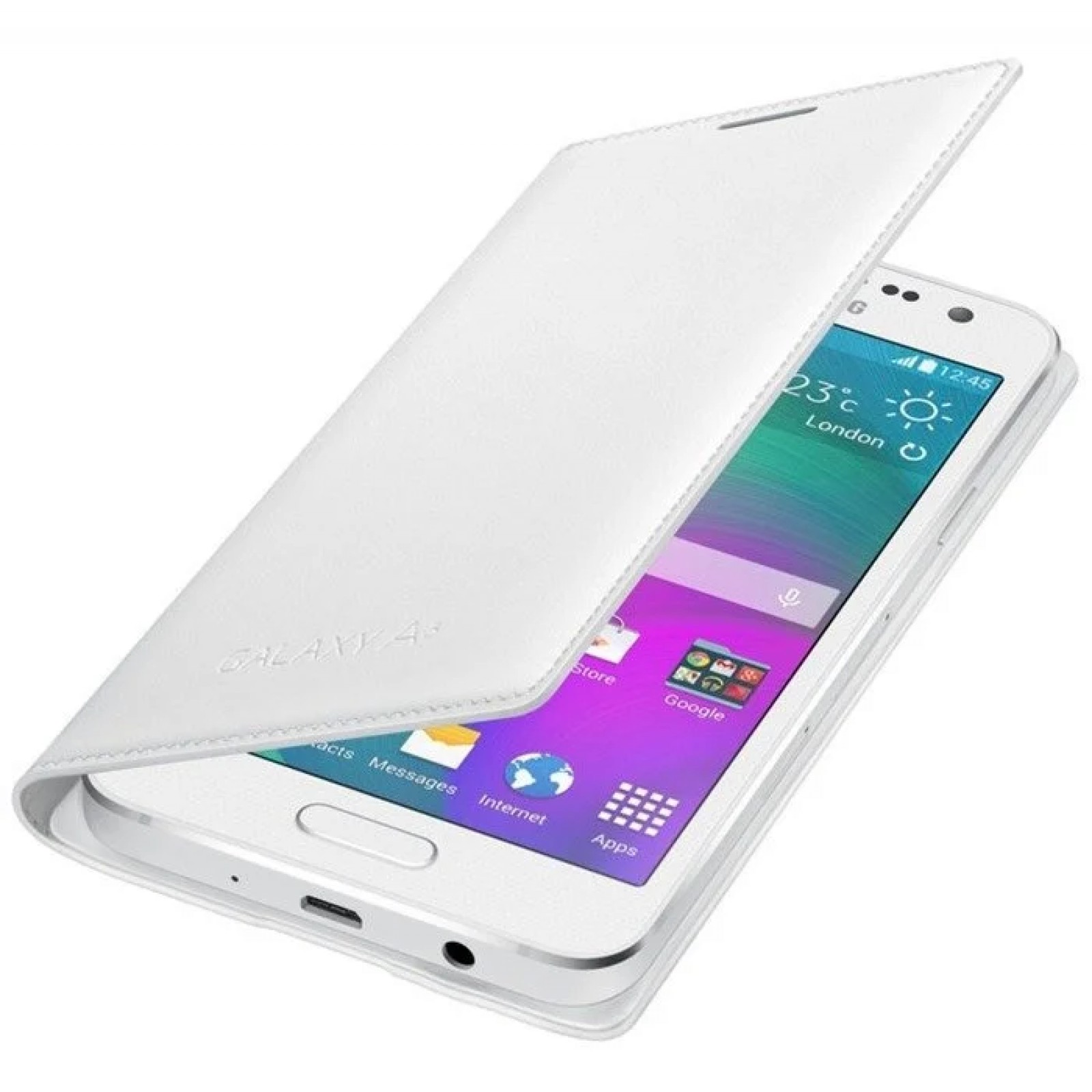 Оригинален калъф Flip за Samsung A3 - Бял