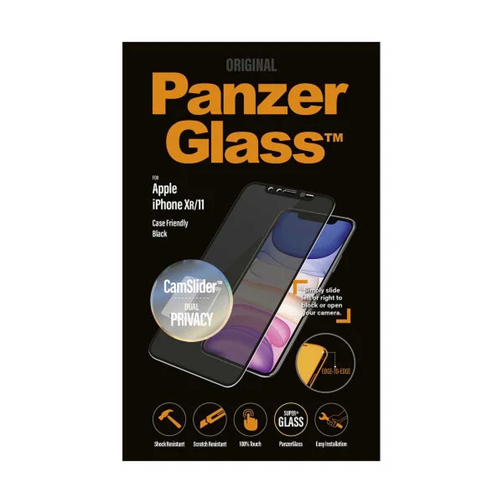 Стъклен протектор PanzerGlass за Apple iPhone 11/iPhone XR Case Friendly CamSlider Черен
