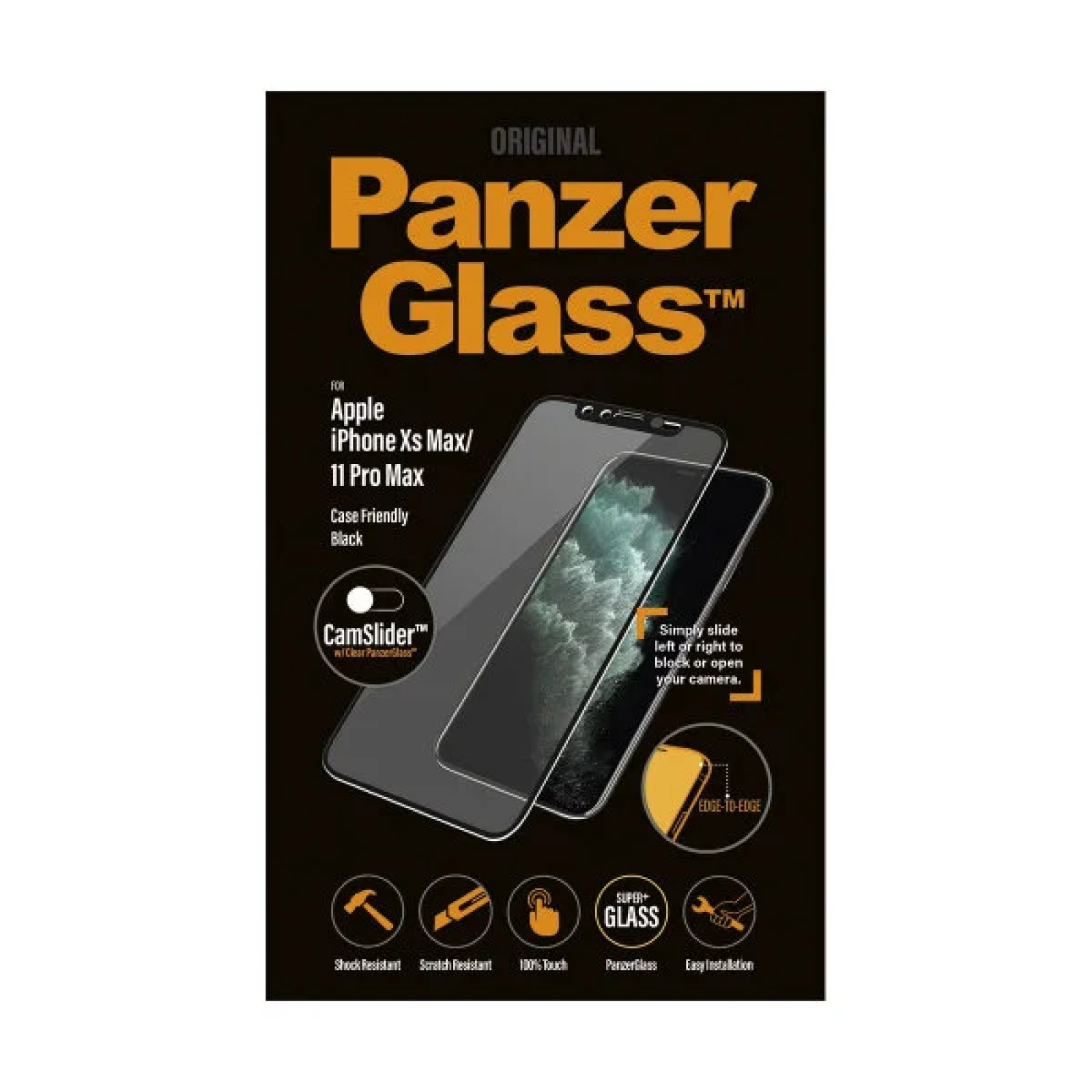 Стъклен протектор PanzerGlass за Apple iPhone Xs Max/11 Pro Max Case Friendly CamSlider Черен