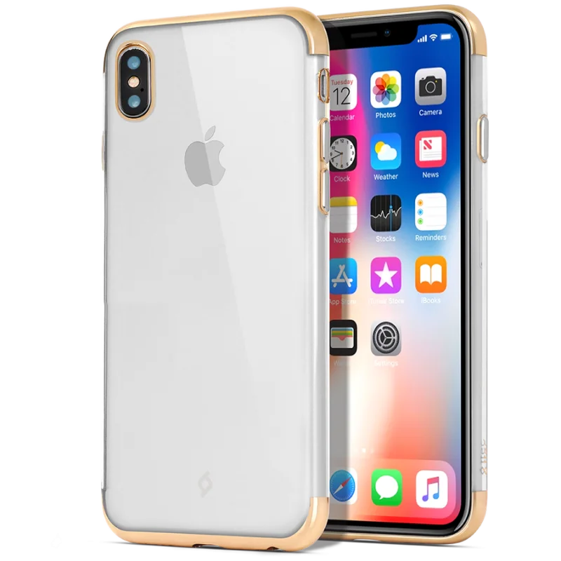 Гръб ttec Clear Case за Apple iPhone X/XS Златен...