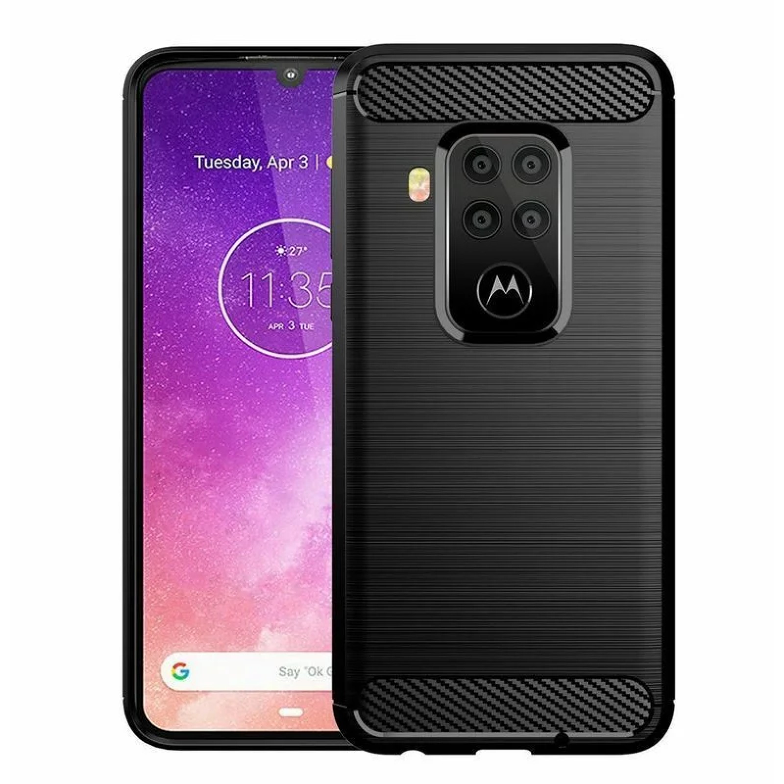 Гръб OEM Carbon Fiber за Motorola One Zoom Черен