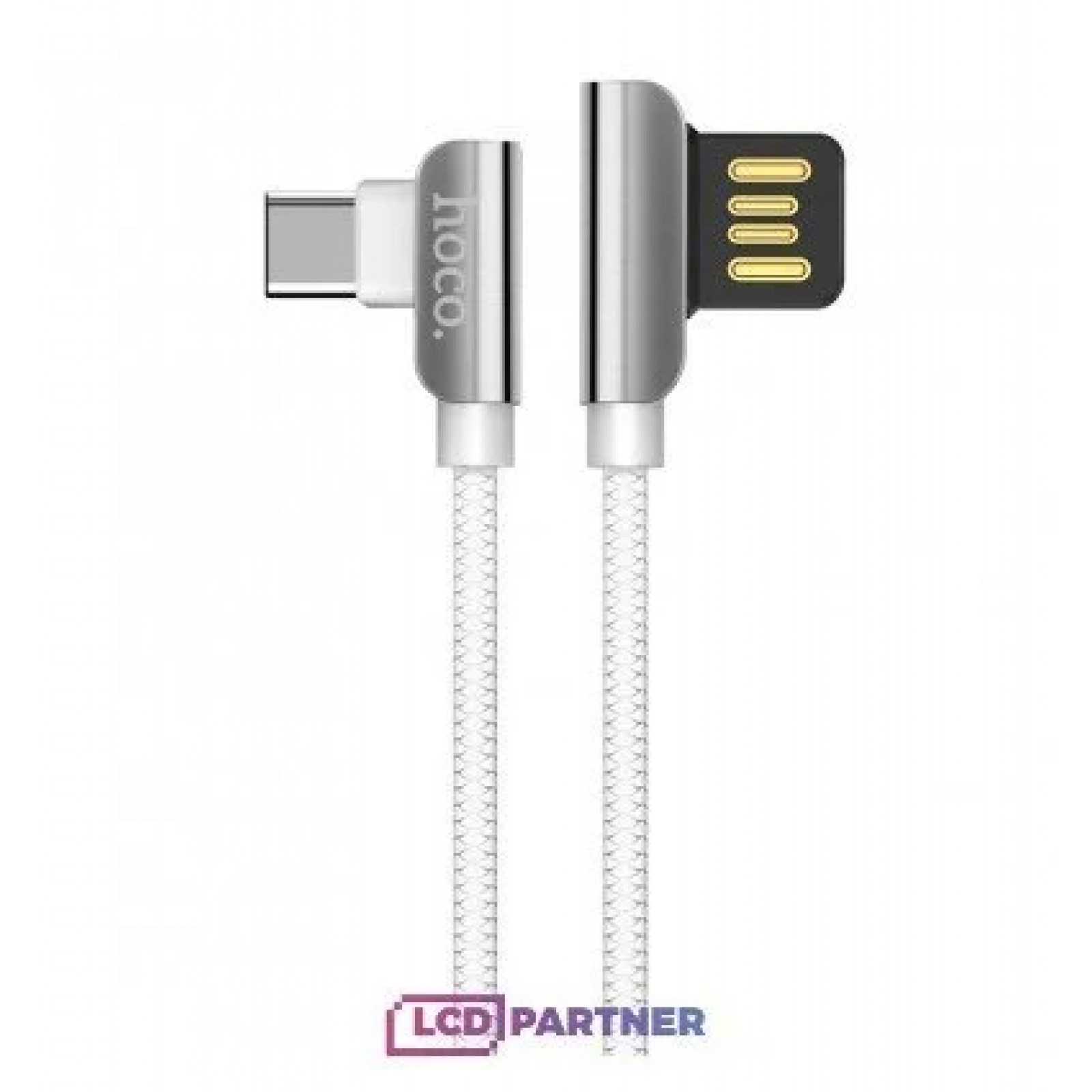 Data кабел Hoco U42 exquisite steel type-c charging data cable- Бял