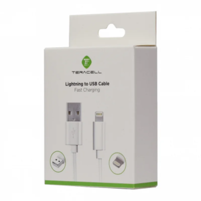 Дата кабел Teracell Plus за iPhone lightning бял 2...