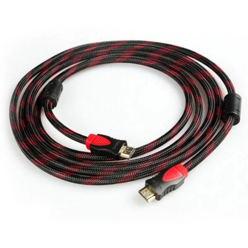 Кабел DeTech HDMI - HDMI M/М, 5m, С оплетка и ферит -18020 Кабел DeTech HDMI - HDMI M/М, 5m, С оплетка и ферит -18020