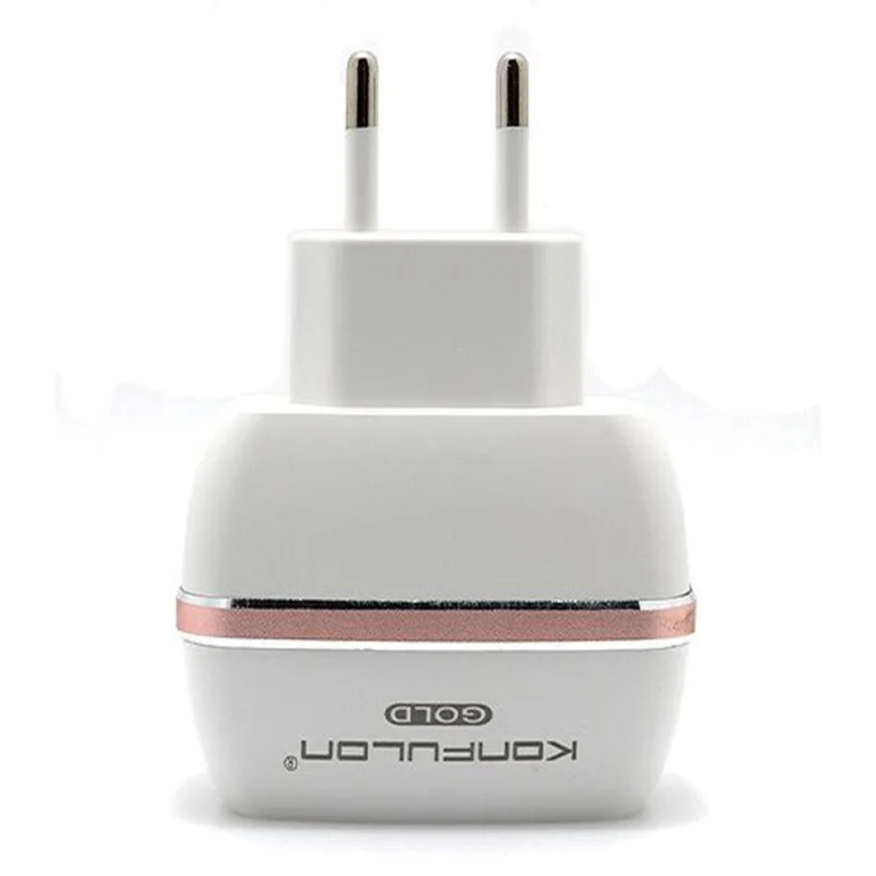 Зарядно 220V KONFULON C23+S32A 2xUSB 5V 2.4A с iPhone lightning кабел бял