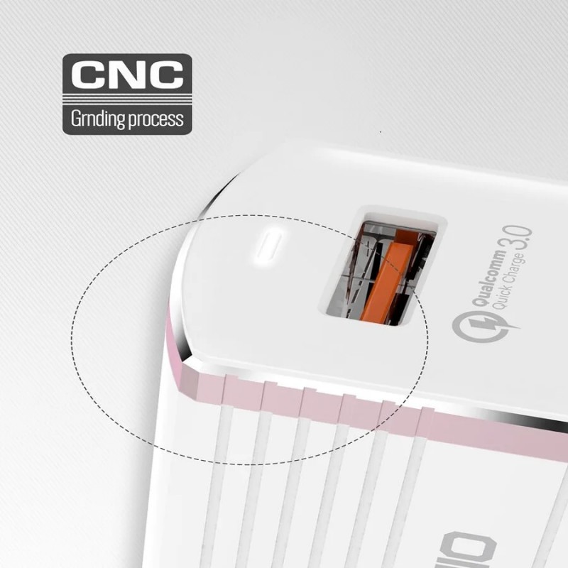 Зарядно 220V LDNIO A1302Q Quick Charge 3.0 2.4A с type C кабел бял