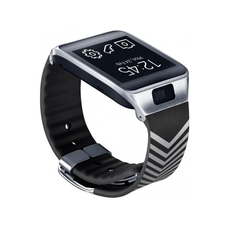 Strap Samsung Gear 2 - Черен/Сребрист Chevron