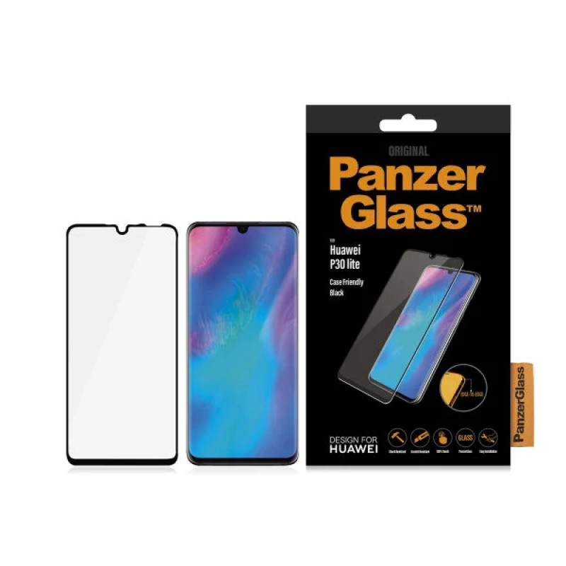 Стъклен протектор Huawei P30 lite PanzerGlass - Черен, 116852