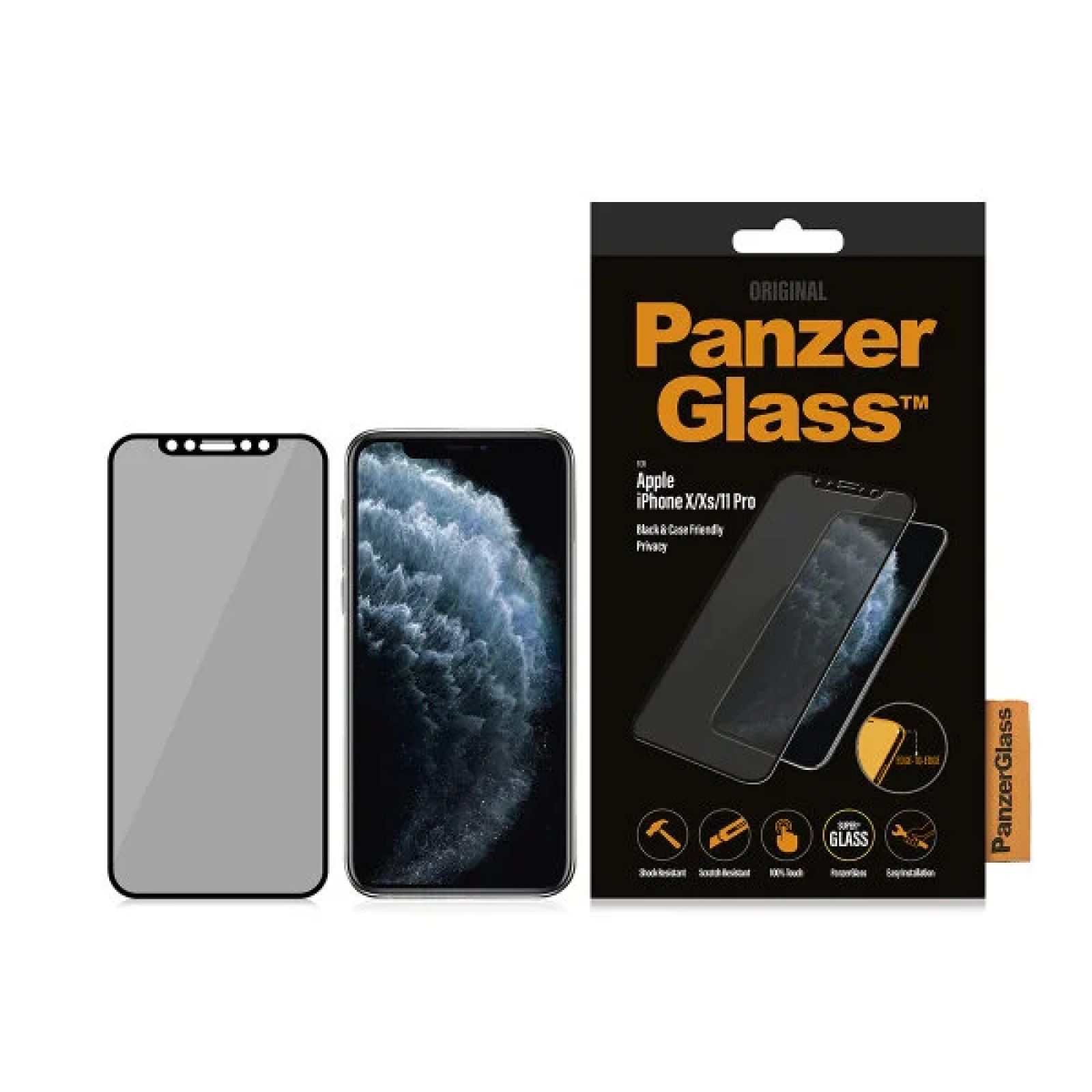 Стъклен протектор PanzerGlass за Apple iPhone X/Xs/11 Pro Case Friendly Privacy Прозрачен