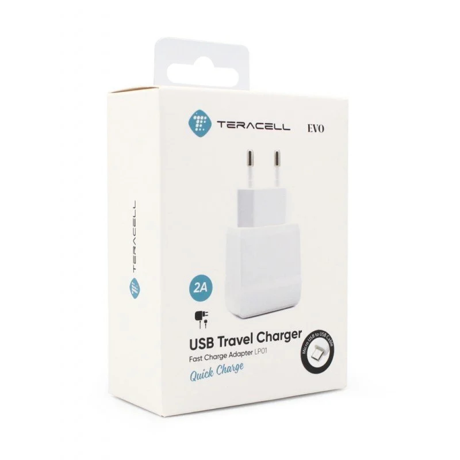 Зарядно 220V Teracell Ultra LP02 2A с iPhone 6/6S кабел бял