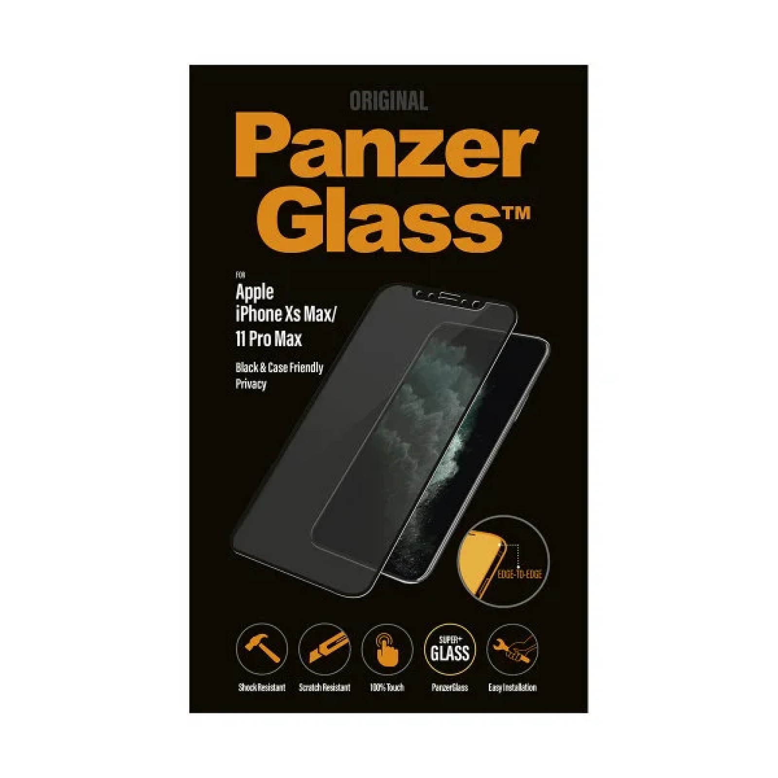Стъклен протектор Apple iPhone Xs Max/11 Pro Max PanzerGlass Case Friendly Privacy - Черен, 117078