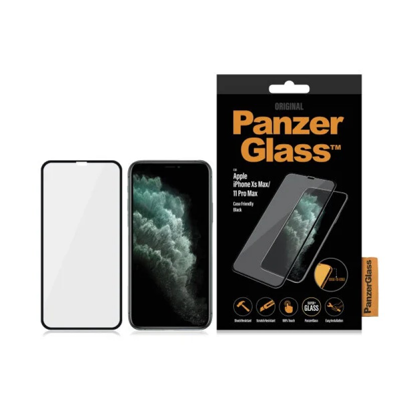 Стъклен протектор Apple iPhone Xs Max/11 Pro Max PanzerGlass Case Friendly, Black
