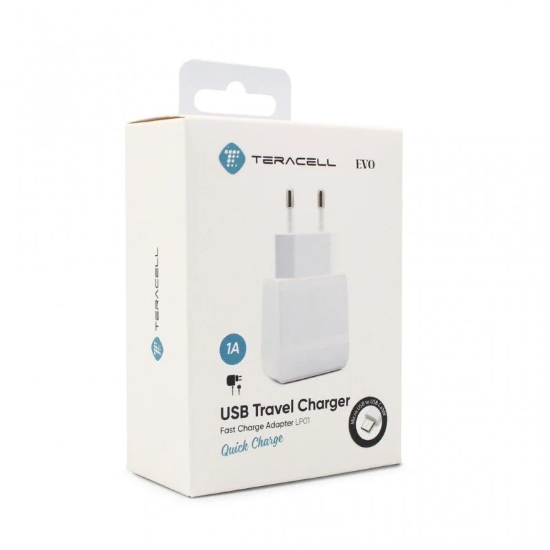 Зарядно 220V Teracell Evo LP01 1A с micro USB бял ...