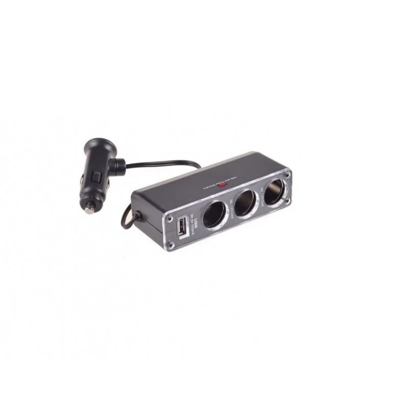 Адаптер за автомобил 3 гнезда + 1 USB...