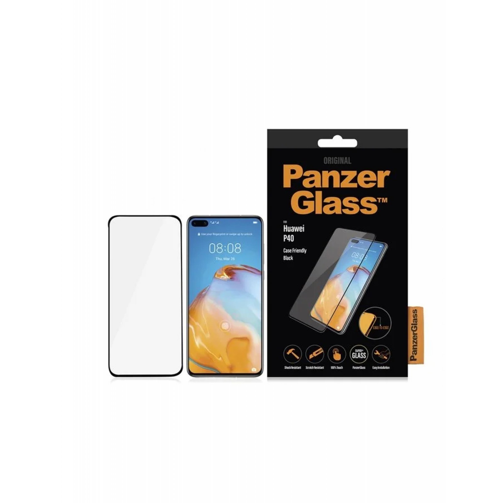 Стъклен протектор PanzerGlass за Huawei/Honor P40 Case Friendly Черен