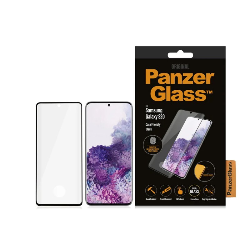Стъклен протектор PanzerGlass за Samsung Galaxy S20 Plus Case Friendly FingerPrint Черен