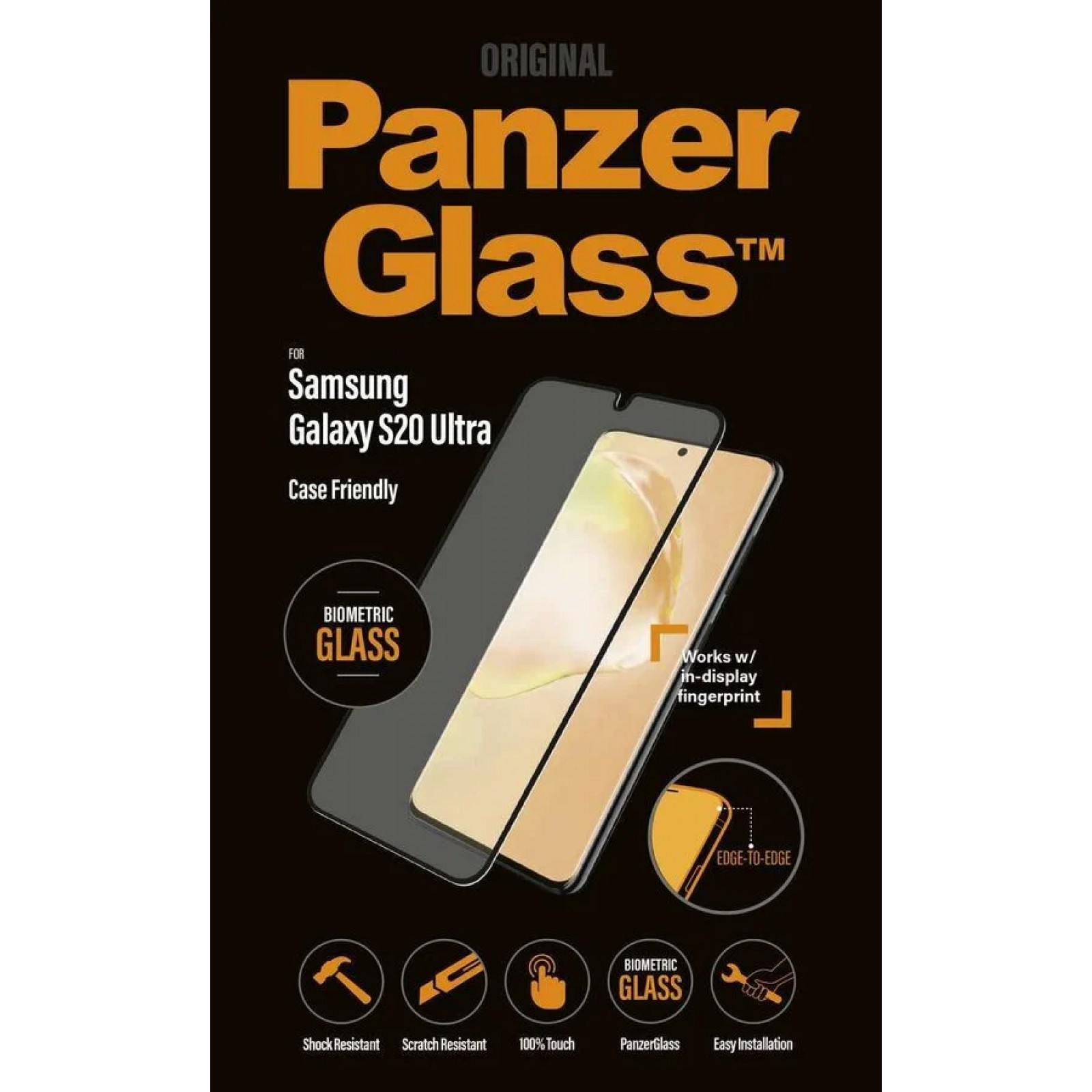 Стъклен протектор PanzerGlass за Samsung Galaxy S20 Ultra Case Friendly Черен/Прозрачен