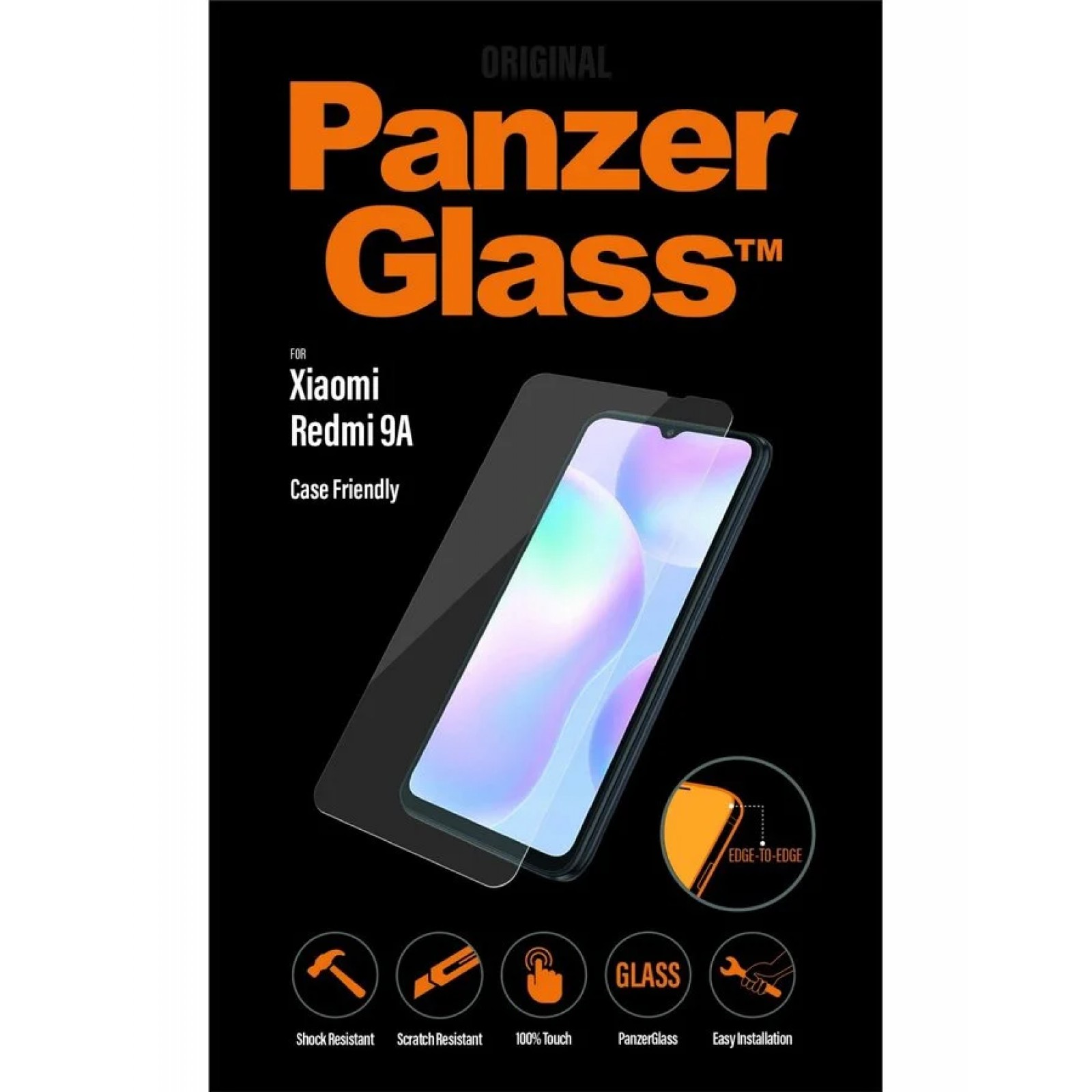 Стъклен протектор PanzerGlass за Xiaomi Redmi 9A|Redmi 9C Case Friendly Черен