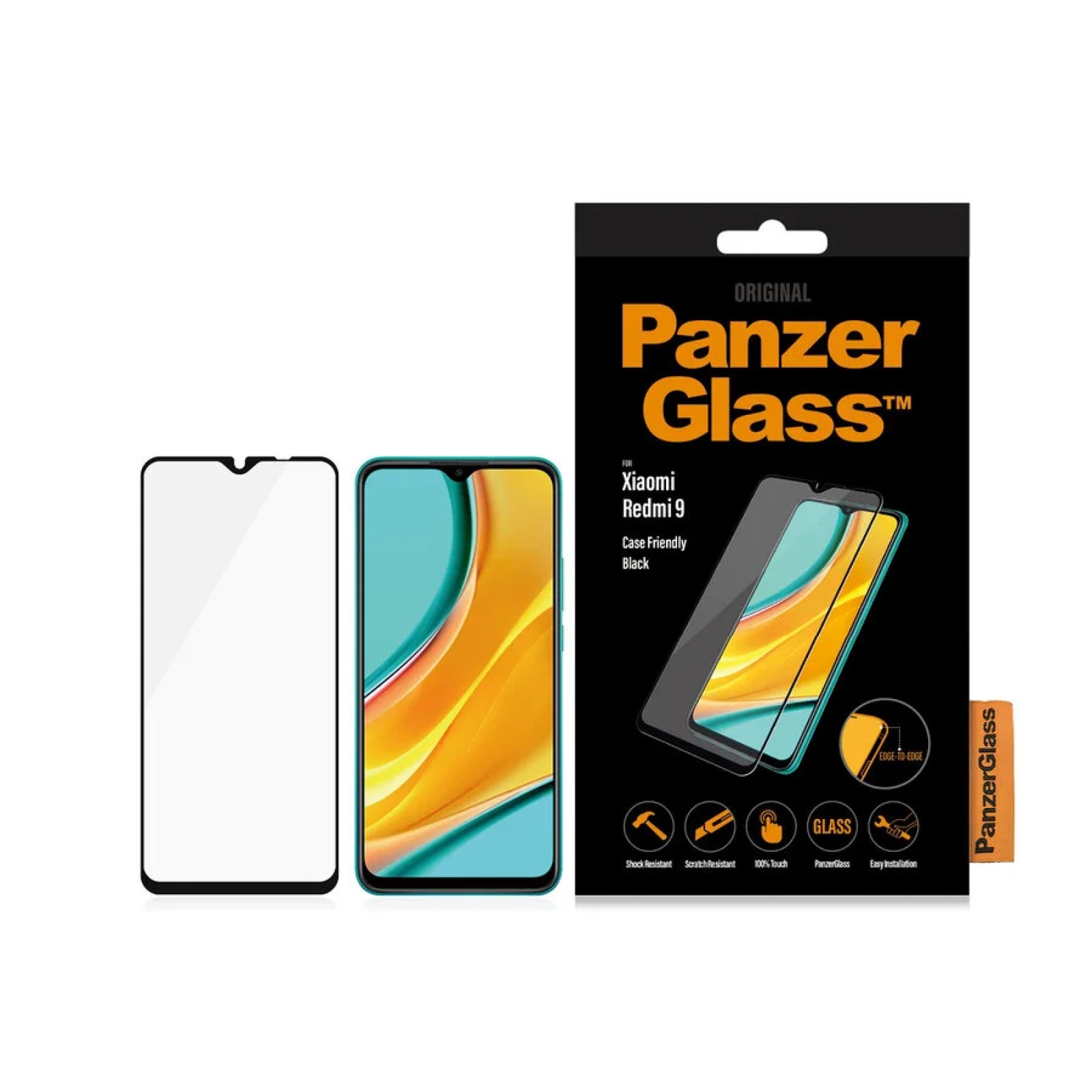 Стъклен протектор PanzerGlass за Xiaomi Redmi 9 Case Friendly Черен