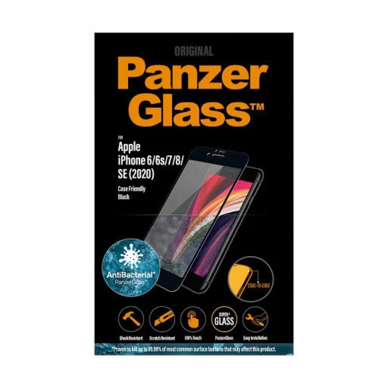 Стъклен протектор PanzerGlass за Apple iPhone 6/6S/7/8/SE 2020 Case Friendly AntiBacterial Прозрачен