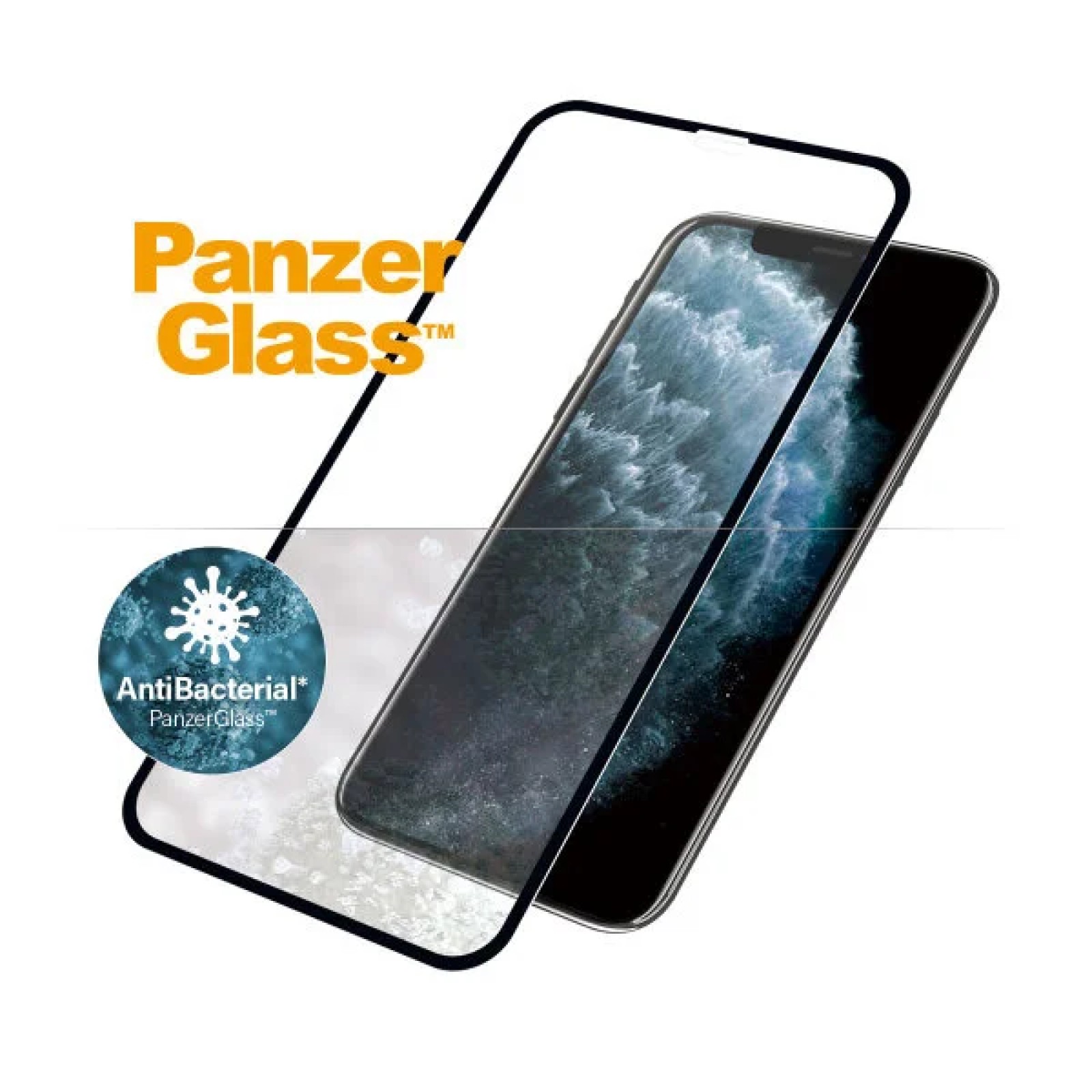 Стъклен протектор PanzerGlass за Apple iPhone X/Xs/11 Pro Case Friendly AntiBacterial Черен