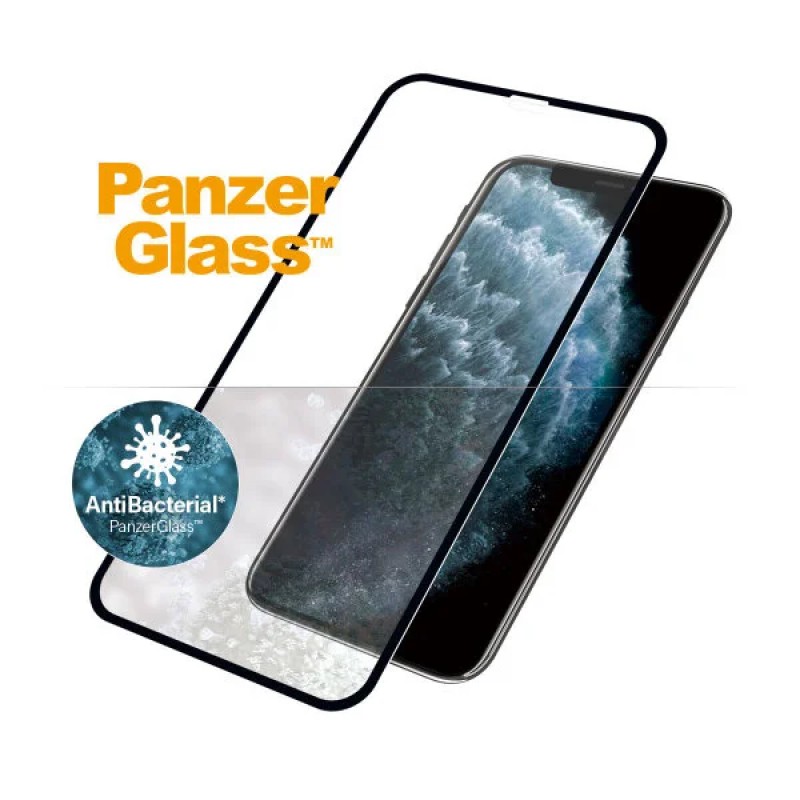 Стъклен протектор PanzerGlass за Apple iPhone X/Xs/11 Pro Case Friendly AntiBacterial Черен