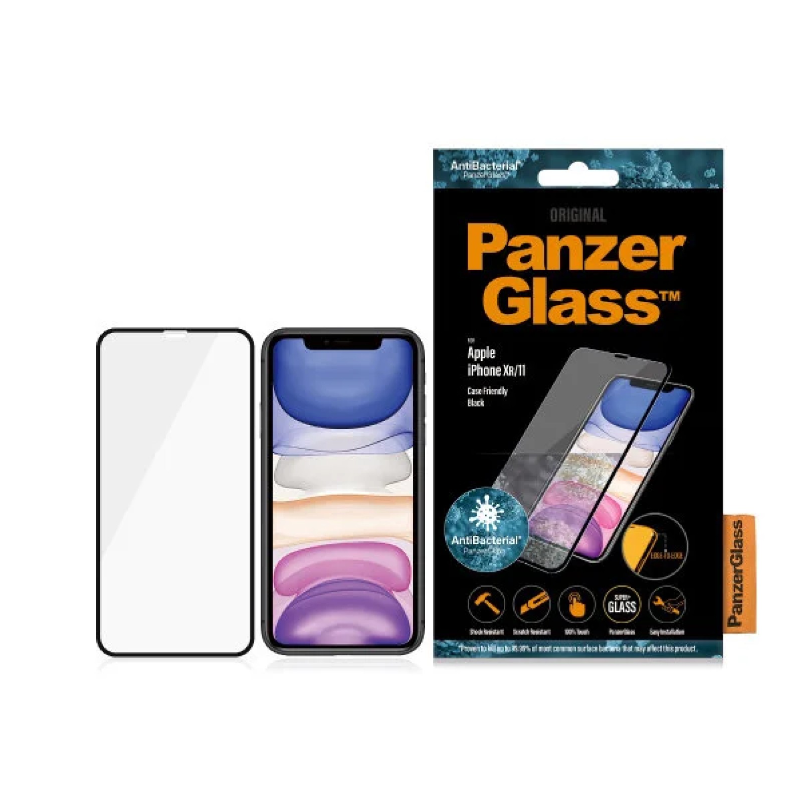 Стъклен протектор PanzerGlass за Apple iPhone 11/iPhone XR Case Friendly AntiBacterial Прозрачен