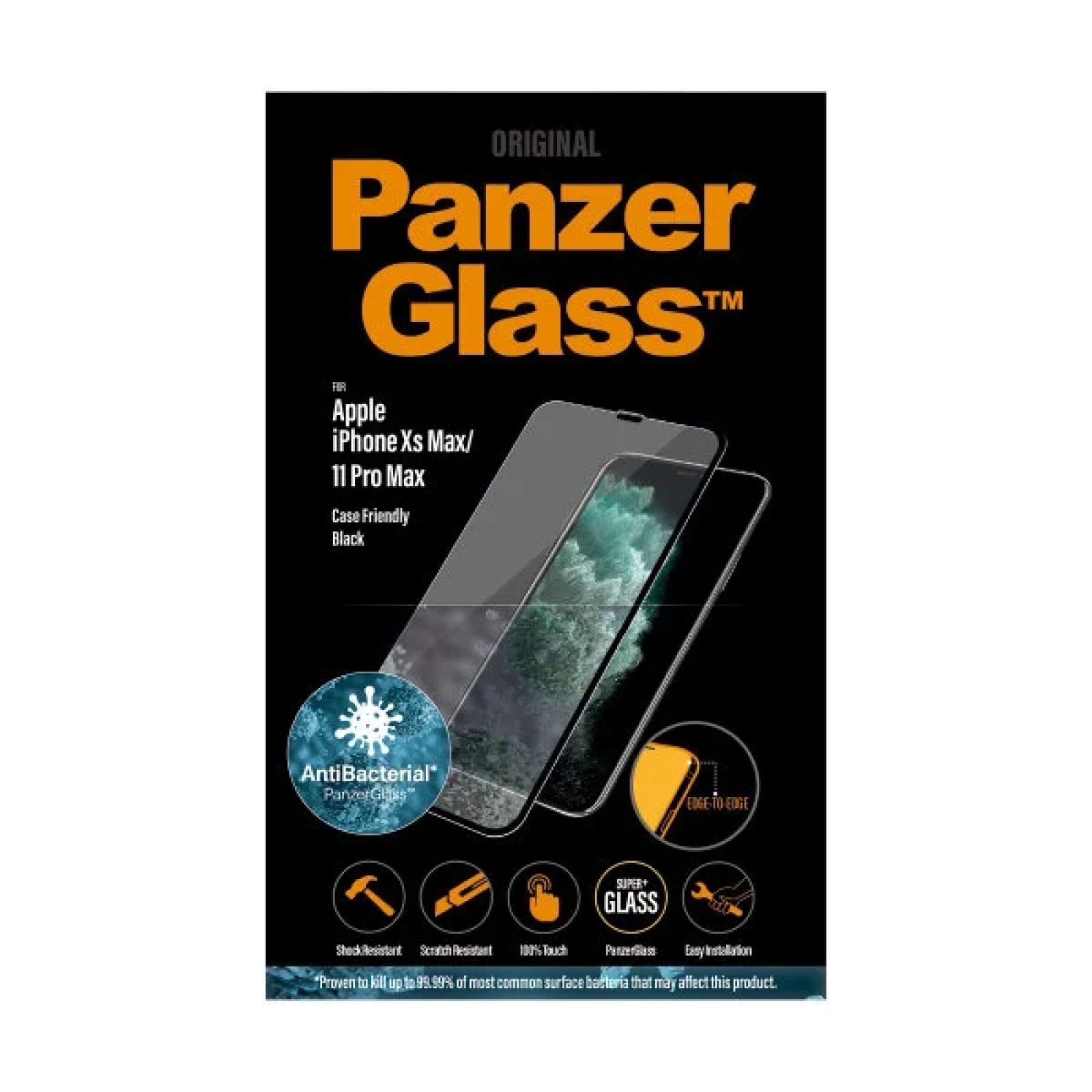 Стъклен протектор PanzerGlass за Apple iPhone Xs Max/11 Pro Max Case Friendly AntiBacterial Прозрачен