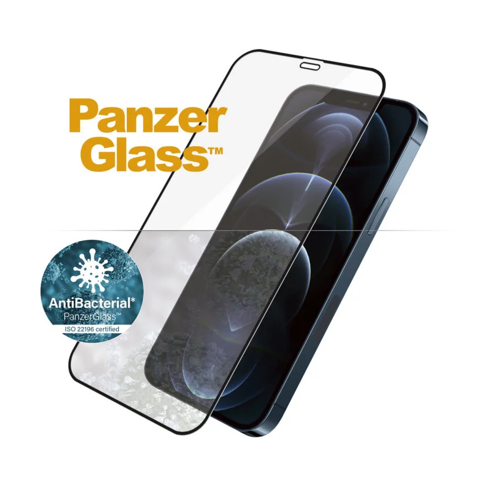 Стъклен протектор PanzerGlass за Apple iPhone 12 Pro Max Case Friendly AntiBacterial Черен
