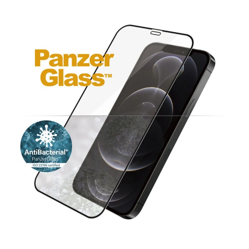 Стъклен протектор PanzerGlass за Apple iPhone 12/iPhone 12 Pro Case Friendly AntiBacterial Черен