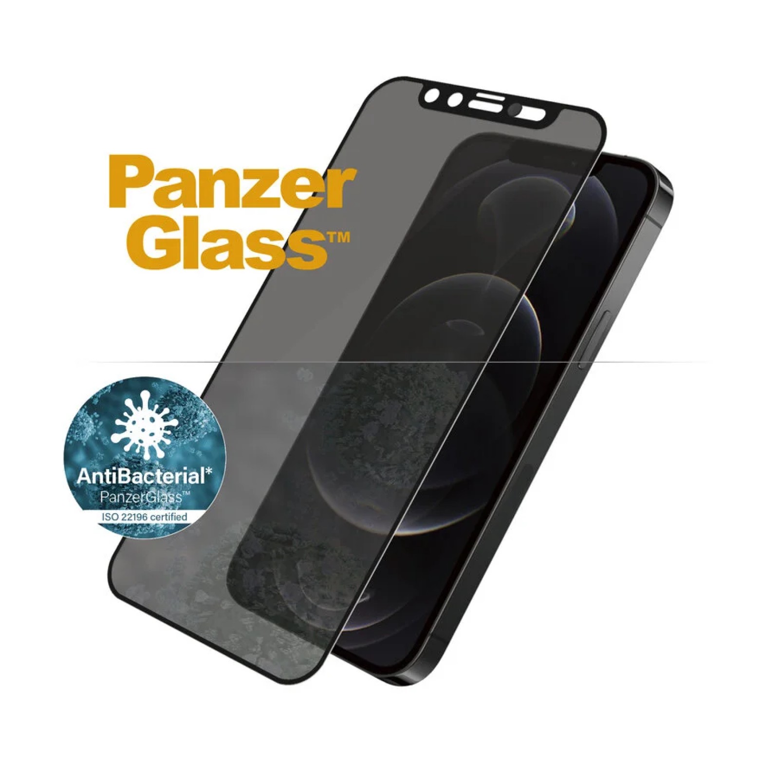 Стъклен протектор PanzerGlass за Apple iPhone 12/iPhone 12 Pro AntiBacterial Privacy CamSlider Черен