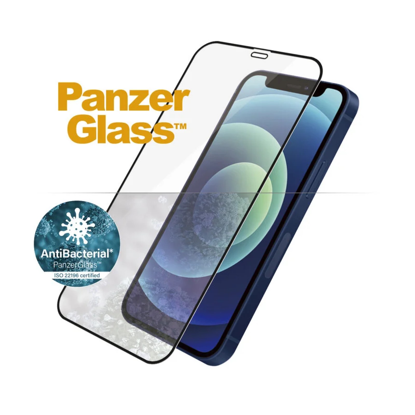 Стъклен протектор PanzerGlass за Apple iPhone 12 Mini Case Friendly AntiBacterial Черен