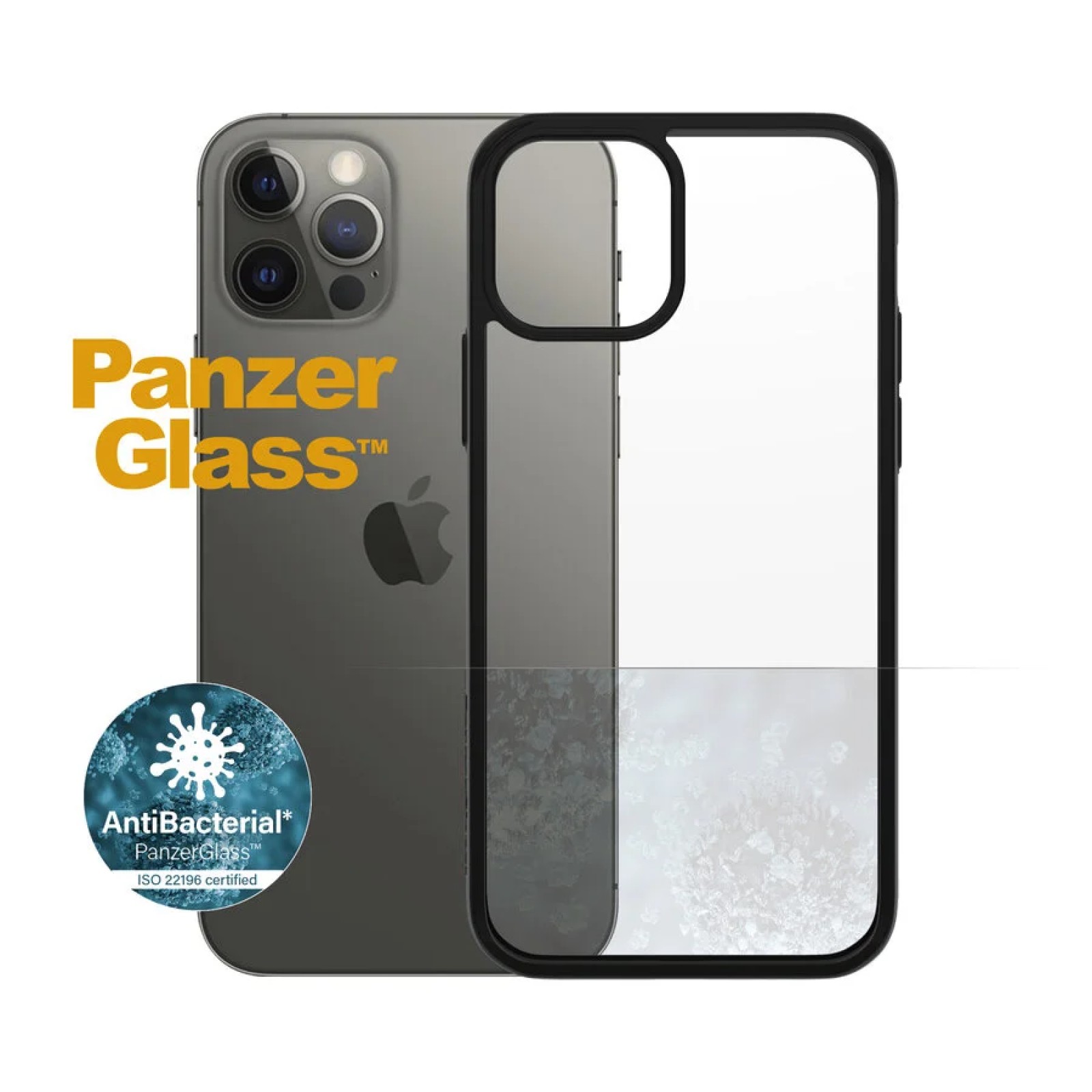 Гръб PanzerGlass Black frame за Apple iPhone 12/iPhone 12 Pro Прозрачен