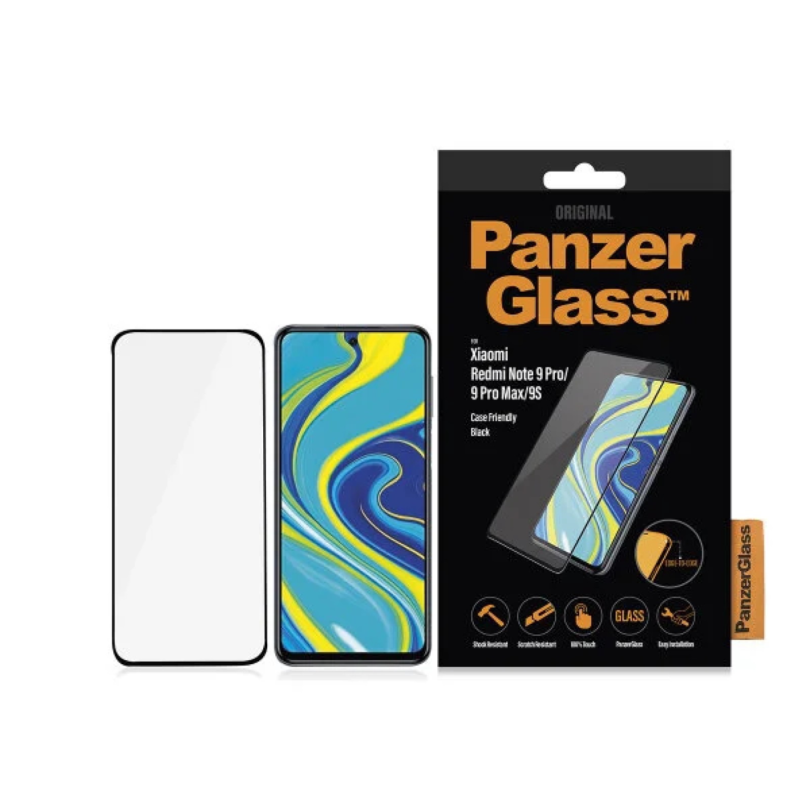 Стъклен протектор PanzerGlass за Xiaomi Redmi Note 9 Pro / Note 9s Case Friendly Черен