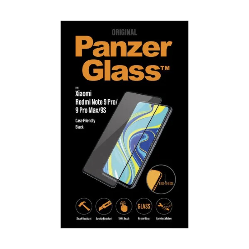 Стъклен протектор PanzerGlass за Xiaomi Redmi Note 9 Pro / Note 9s Case Friendly Черен