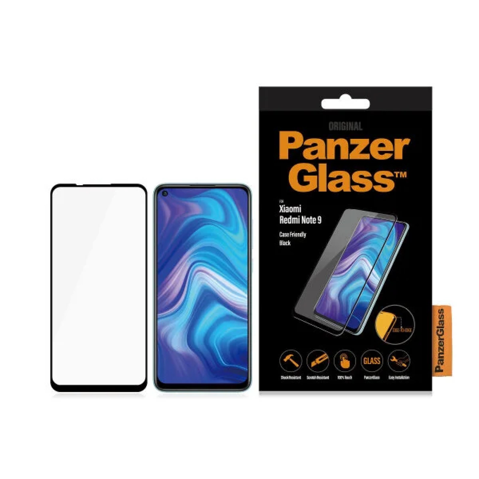 Стъклен протектор PanzerGlass за Xiaomi Redmi Note 9 Case Friendly Черен