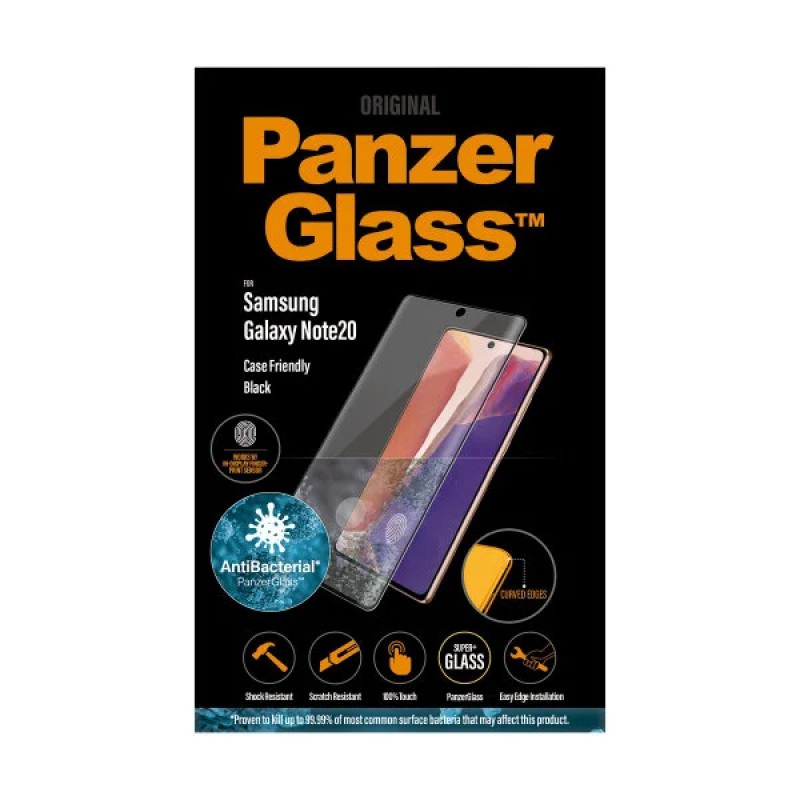 Стъклен протектор PanzerGlass за Samsung Galaxy Note 20 Case Friendly FingerPrint AntiBacterial Черен