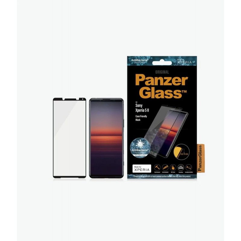 Стъклен протектор Sony Xperia 5 ll PanzerGlass Case Friendly Antibacterial - Черно
