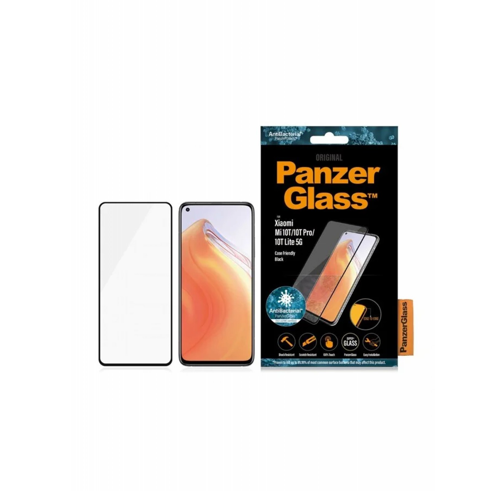 Стъклен протектор PanzerGlass за Xiaomi Mi 10T Lite|Mi 10T|Mi 10T Pro Case Friendly Черен