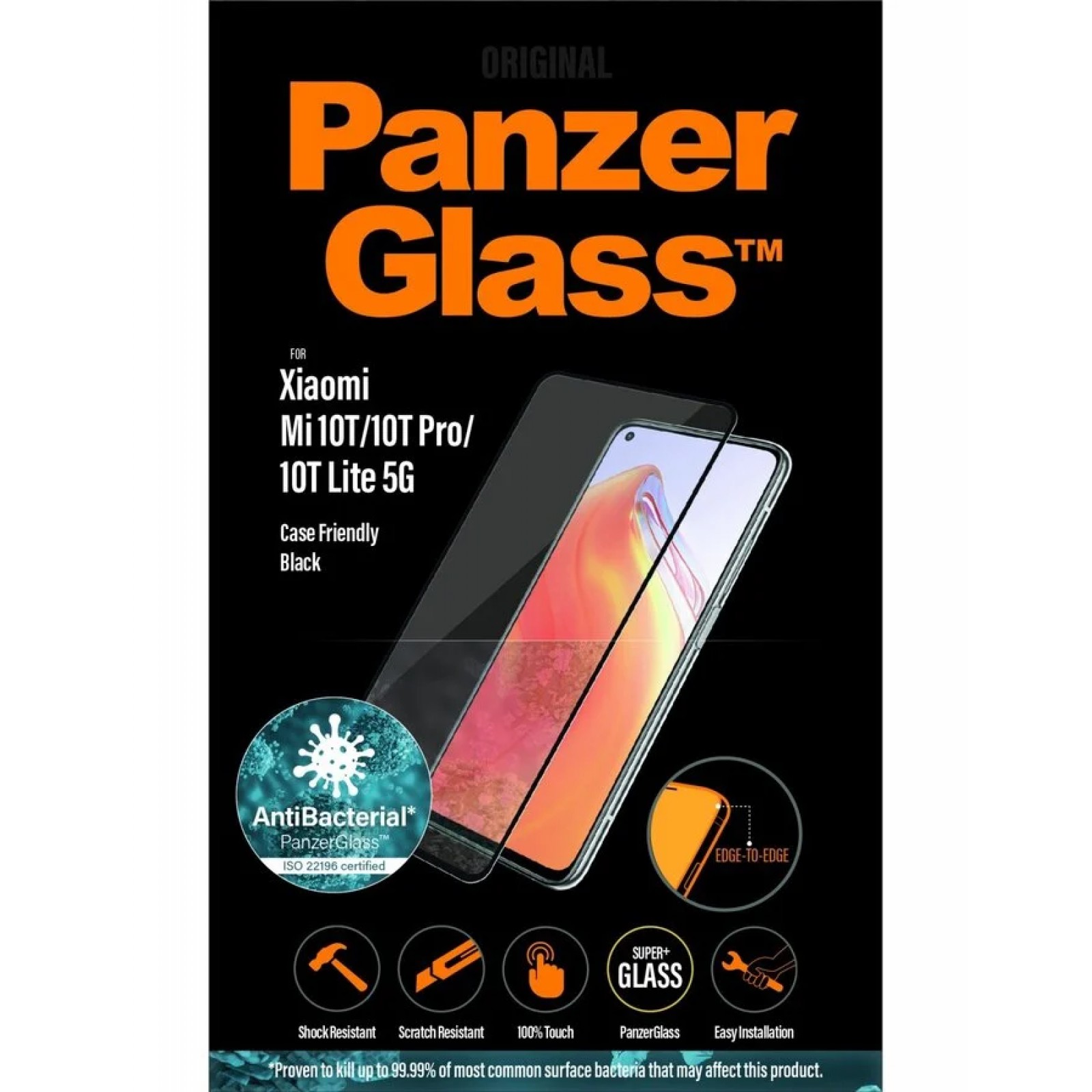 Стъклен протектор PanzerGlass за Xiaomi Mi 10T Lite|Mi 10T|Mi 10T Pro Case Friendly Черен