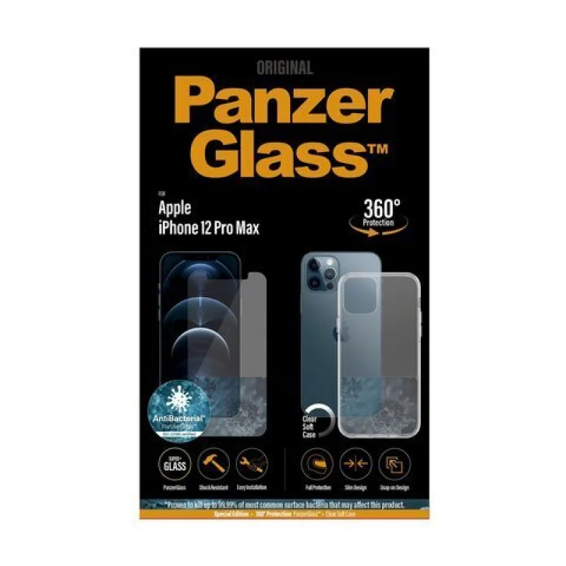 Стъклен протектор + Гръб Iphone 12  Pro Max Panzer...