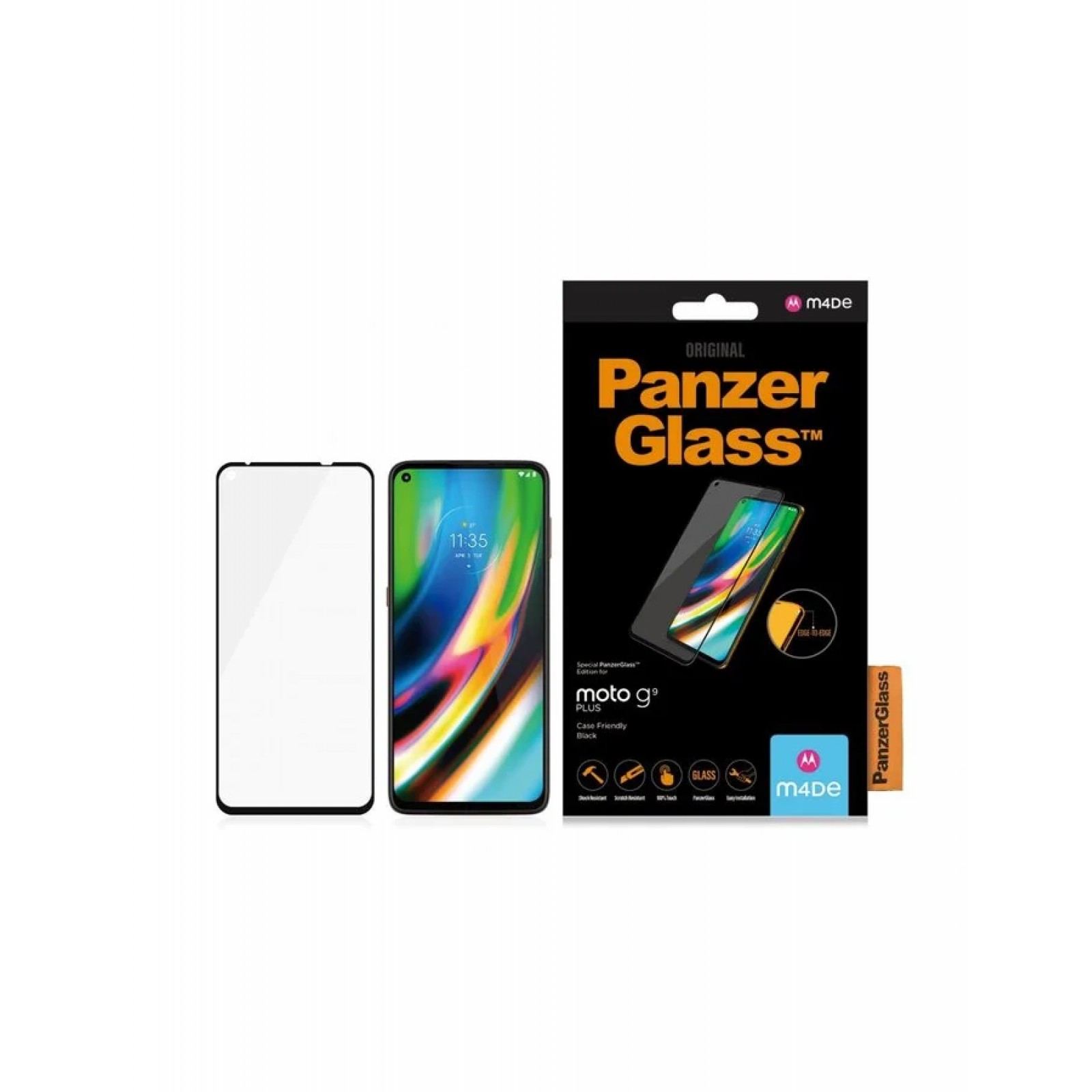 Стъклен протектор PanzerGlass за Motorola G9 Plus Case Friendly Черен