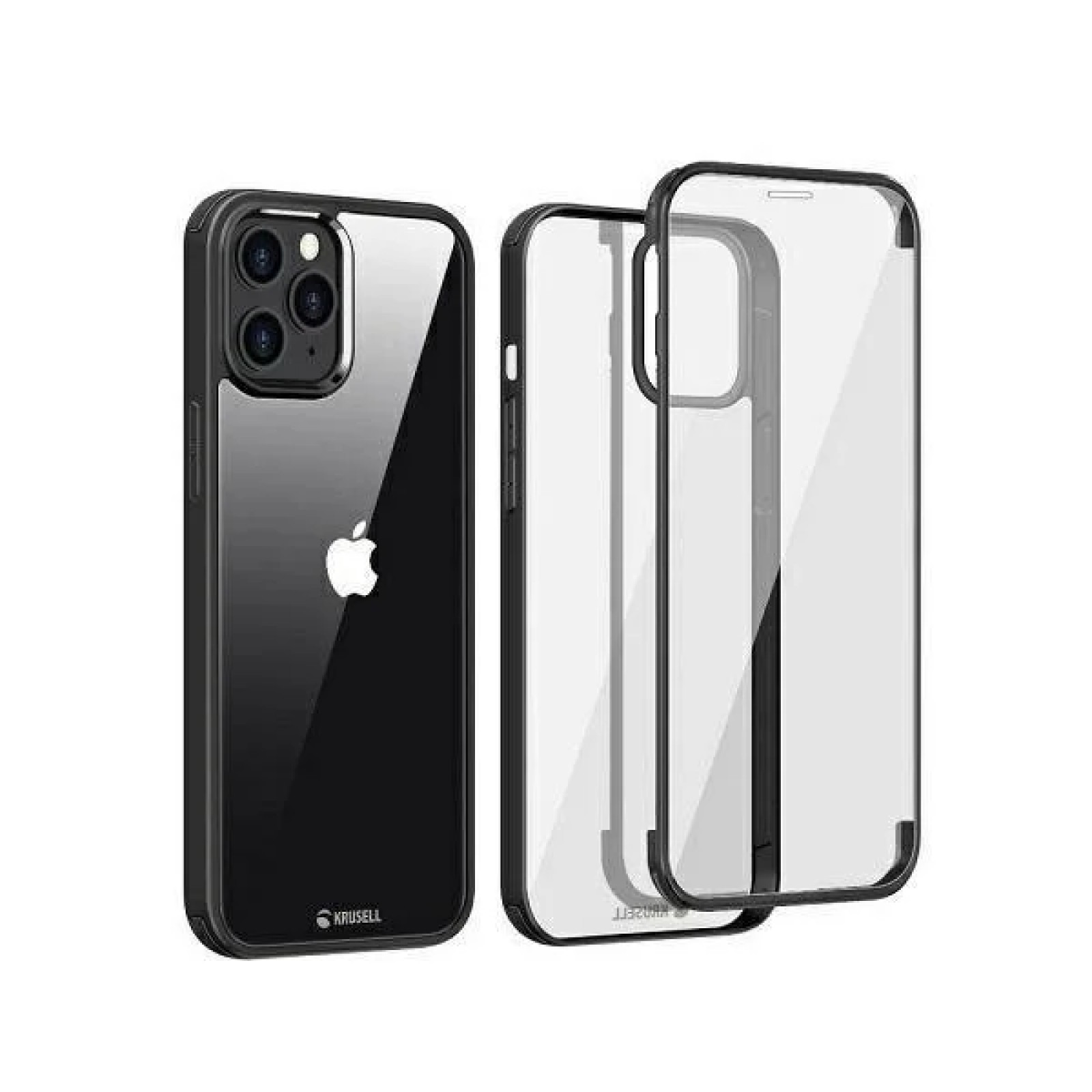 Гръб Krusell 360 Protective cover Black frame за Apple iPhone 12/iPhone 12 Pro Прозрачен