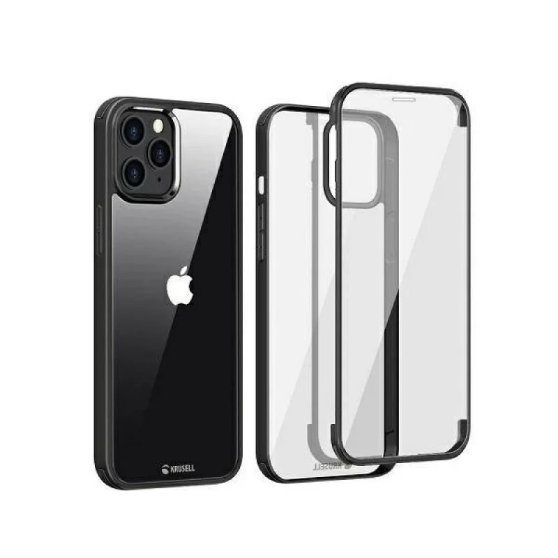 Гръб Krusell 360 Protective cover Black frame за Apple iPhone 12/iPhone 12 Pro Прозрачен