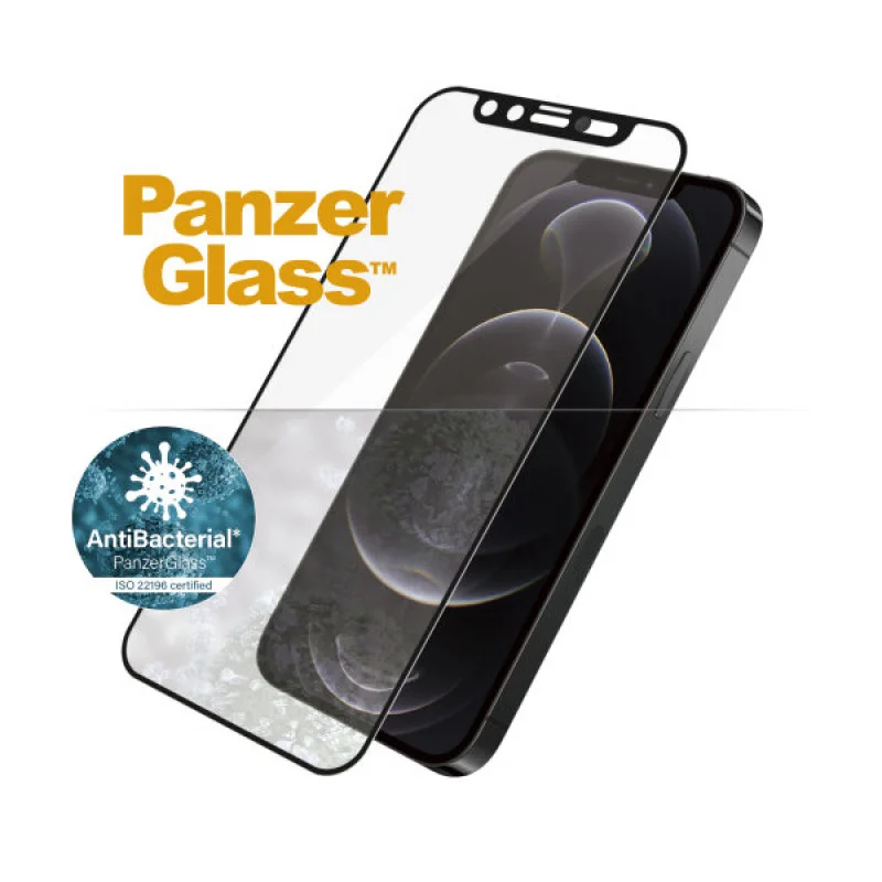 Стъклен протектор PanzerGlass за Apple iPhone 12/iPhone 12 Pro AntiBacterial CamSlider Черен