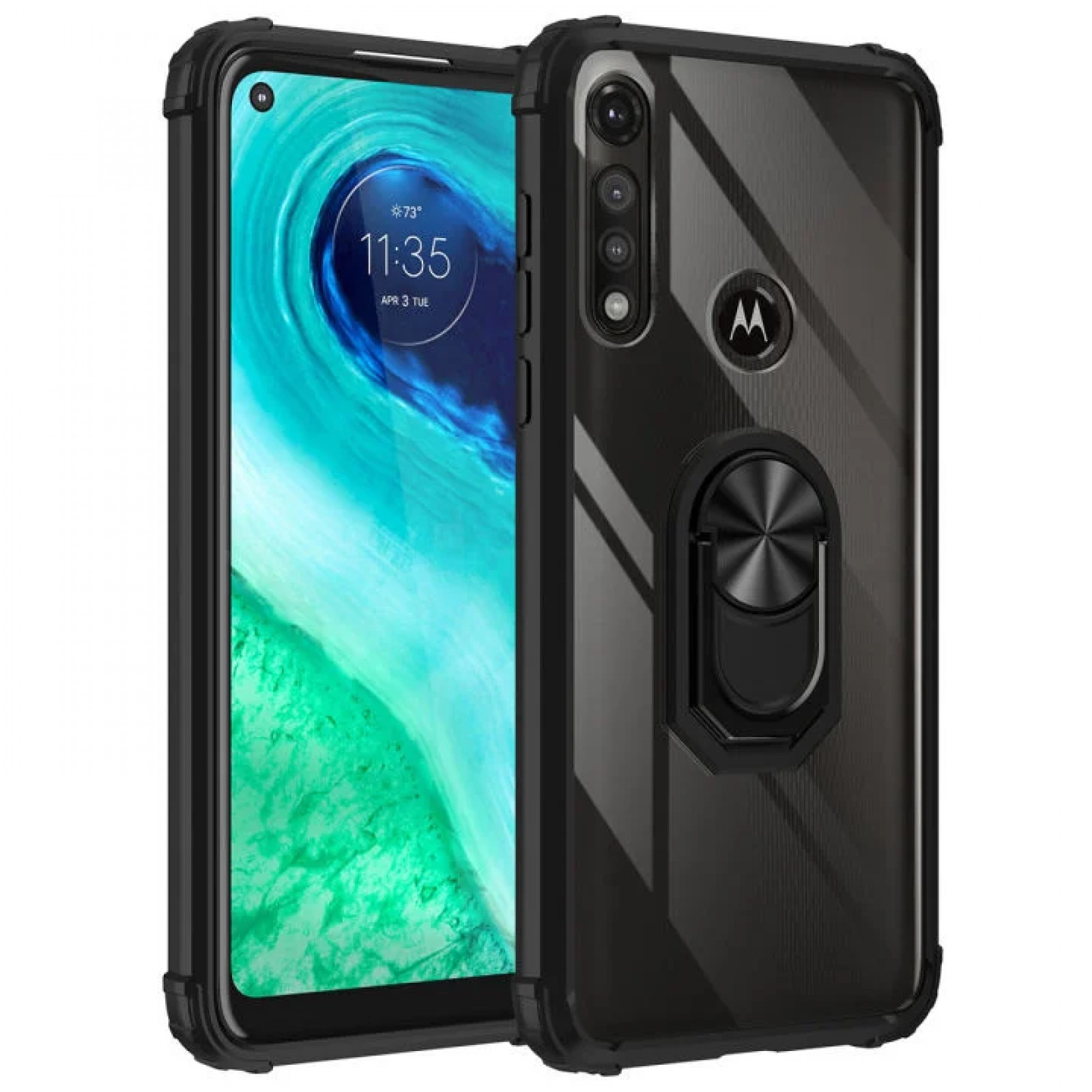 Гръб Military ring за Motorola Moto E2020 - Черен